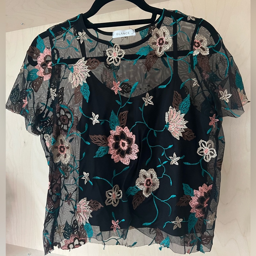 Floral mesh blouse